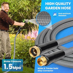 2025 Upgraded Garden Hose,And Carry Strap Non-Expanding Premium Quality Flexible Ultra-Light Water Hose with Fabric Skin Hose for Commercial Residential Use With 10 Spray Nozzle (100FT) - Image 5