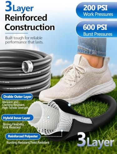 5/8" Hot/Cold Rubber Garden Water Hose 100ft, -50℉-158℉, Black - Image 4