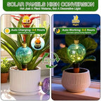 SAVENNA Crackle Glass Plant Watering Globe with Terracotta Spike,Self-Watering Irrigation for Potted Plants, with Solar Accent Light for Indoor & Outdoor Décor, 17oz, Blue–Green Gradient - Image 3