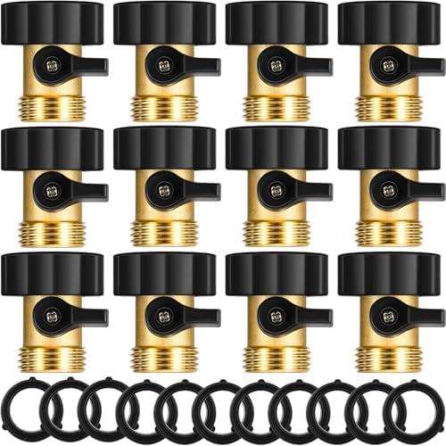 Tudomro 12 Pack Garden Hose Shut Off Valve Durable Heavy 3/4 Brass Shut Off Valve for Garden Hose with Extra Pressure Washer Water for Household Cleaning by Tudomro