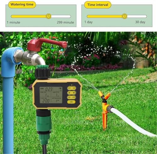 Jectse Programmable Water Timer Solar Sprinkler Timer, Automatic Watering Garden Hose Timer with Rain Sensor, Adjustable Solar Panel Type C Port - Image 2