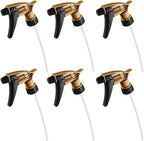 Nanoskin Acid Resistant Trigger Sprayer-Gold |High Output,Ergonomic Design,Durable Construction,Adjustable Nozzle for Mist and Stream, Ideal for Acid-Based Cleaners,9 1/4" Dip Tube,6 Count (Pack of 6) by Nanoskin