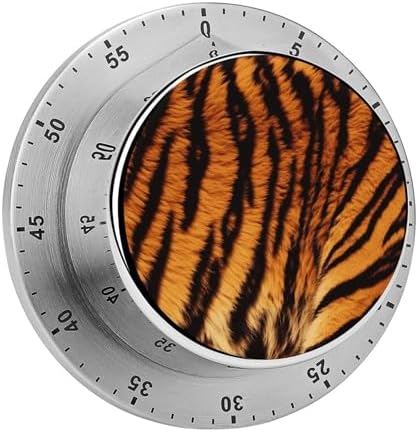 Mechanical Kitchen Timers for Cooking,Tiger Striped Pattern Printed 60 Minute Magnetic Countdown Timer,Cute Cooking Timers with Alarm,Stainless Steel Time Timer Manual No Batteries Required by Unknown