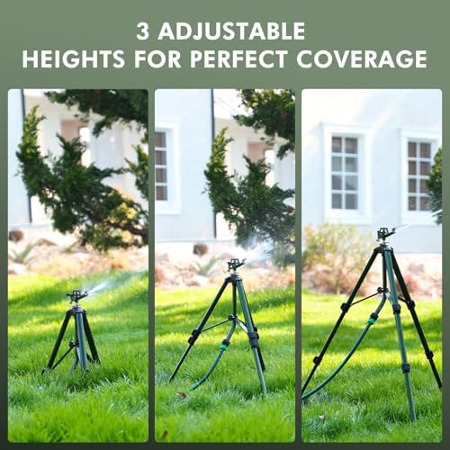 RESTMO 2 Pack Adjustable Full Metal Tripod Sprinklers for Yard Large Area - Image 3