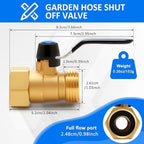 Brass Garden Hose Shut Off Valve with Full-Flow Design – Heavy Duty 3/4" GHT Nozzle Connector, 304 Stainless Steel Handle – 2 PC (Full Flow, Corrosion-Resistant) - Image 6