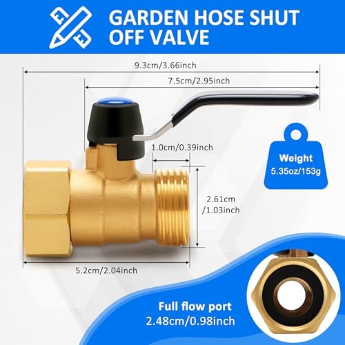Brass Garden Hose Shut Off Valve with Full-Flow Design – Heavy Duty 3/4" GHT Nozzle Connector, 304 Stainless Steel Handle – 2 PC (Full Flow, Corrosion-Resistant) - Image 6