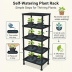 RooTrimmer 5-Tier Seed Starter Trays, Plant Stand, with Bottom-Watering Design– Reinforced Thickened Shelf for Small Pots, Balcony/Indoor Seed Starting & Greenhouse, Black - Image 7