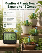 Wireless Soil Moisture Meter for Plants,4 Sensors Included,Supports 12 Zone - Image 3