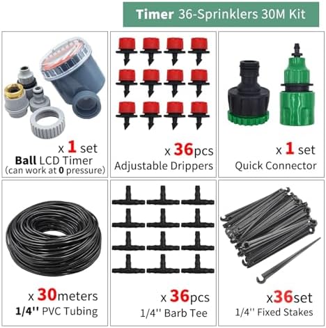 Garden Supplies 50M-5M DIY Drip Irrigation System Automatic Watering Garden Hose Micro Drip Watering Kits with Adjustable Drippers Nozzle(KIT005-30M) - Image 2
