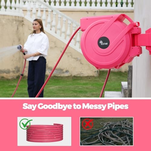 Retractable Garden Hose Reel 5/8 in x100 ft， Wall Mounted Hose Reel - Image 3