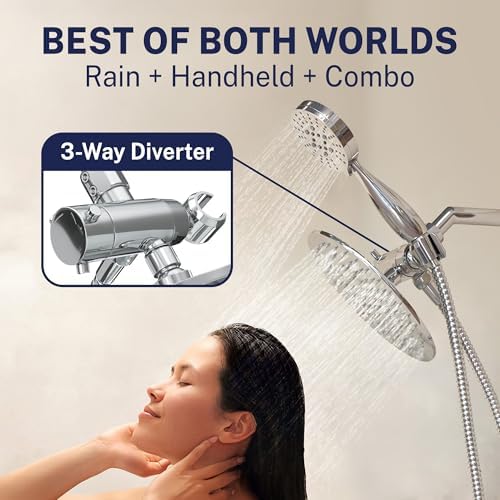 HammerHead Metal Dual Shower Head Combo With 3-Spray Handheld and Rainfall - Image 3