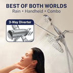 HammerHead Metal Dual Shower Head Combo With 3-Spray Handheld and Rainfall - Image 3