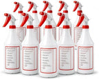 Jantle 32 oz Spray Bottles (12 Pack) Heavy Duty Refillable Trigger Sprayer, Adjustable Nozzle Mist/Stream, Measurement Markings, Multipurpose Cleaning & Plants by Jantle
