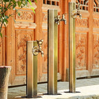 Stainless Steel Freestanding Garden Hose Holder Winter Freeze Crack Garden Water Column with Full Copper Double Outlet Faucet, for Irrigation and Watering(20.5 * 20.5 * - Image 7