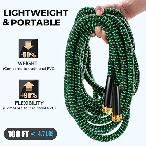 Expandable Garden Hose 100 ft with 10 Function Spray Nozzle, Flexible, Kink Free, Leak-Proof, Ultra Lightweight Retractable Stretch Water Hose 100ft for Yard, Lawn, Car Wash and Outdoor (Black Green) - Image 6