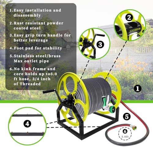 400FT Wall/Floor Mount Garden Hose Reel with Crank, for 5/8", - Image 4