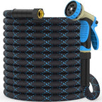 Non-Expanding Garden Hose 100ft w/10 Function Nozzle, Lightweight Water Hose by PUUKU
