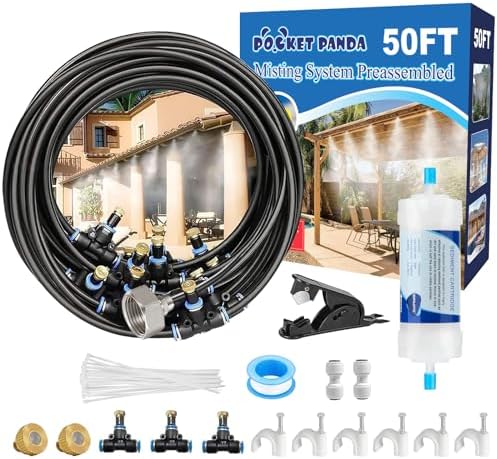 Pre-Assembled Misters for Outside Patio,Outdoor Misting System,50FT|15M. by POCKETPANDA