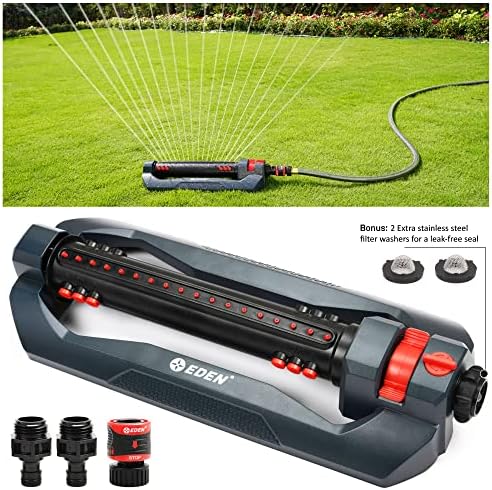 Eden 96212 Turbo Oscillating Sprinkler | Covers Up to 4,499 sq. ft., 18 Precision Nozzles, Adjustable Range, Flow Control, Triple Nozzle Width Switches, Turbo Drive Motor, Quick Connect Bundle - Image 2