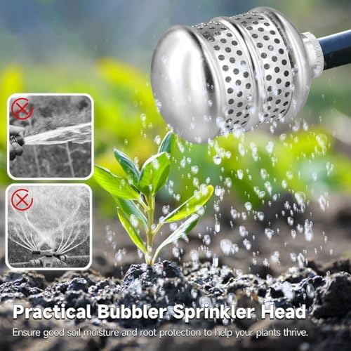 Metal Gentle Flow Watering Soaker Sprinklers, 2 Pcs Bubbler Sprinkler Heads, Aluminum Alloy 3/4-15Nh Thread Diffuser Flood Nozzles with Filter Screens & Sealing Tape for Garden, Yard - Image 3