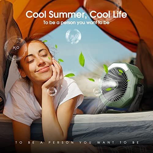 Ausic Portable Misting Fan for Outdoor Cooling, [16-65Hrs] Battery Powered Mist Fans with Water Misters & LED Lantern, 8-Inch, 250mL Tank, for Patios, Home, Outside, Camping, Outdoor&Indoor Use - Image 6