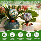 VOREEN Mosaic Plant Watering Globes with Terracotta Spikes, Decorative Glass Watering Globes for Potted Plants, Garden Accent & Thoughtful Gift, Set of 2 - Image 2