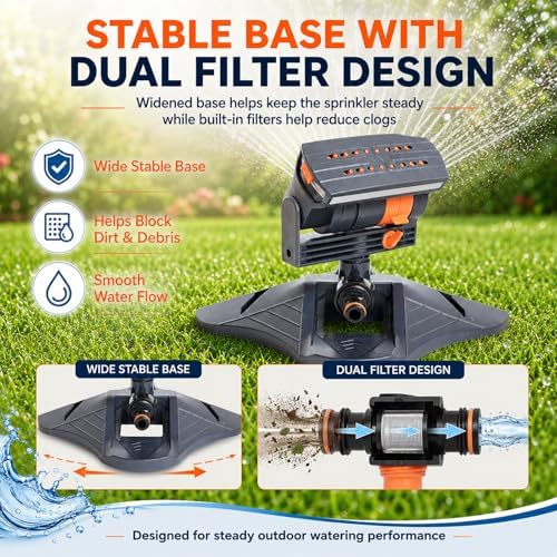 16-Nozzle Oscillating Sprinkler, Adjustable Lawn Water Sprayer with Spray Width and Flow Control, Wide Coverage Garden Watering Tool for Yard, Grass and Plants (Style A) - Image 6