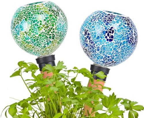 Mosaic Watering Globes 2 Pack Self Watering Spikes Bule - Image 5