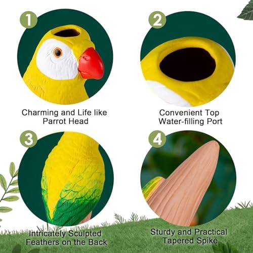MCleanPin 4 Pack Self Watering Spikes and Globes, Handmade Terracotta Parrot Self-Watering Plant Devices with Slow Release System, Automatic Plant Water Bulbs for Indoor and Outdoor Garden Vacation - Image 5