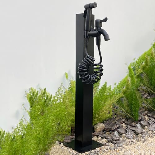 304 Stainless Steel Cylindrical Vertical Garden Water Column,Freestanding Hose Stand with Lock Faucet,Outdoor Antifreeze Faucet Water Dispenser Hydrant Water Feature Fountain by Unknown