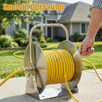 Heavy Duty Stainless Steel Garden Hose Reel Wall Floor Mountable Water Hose Storage Organizer with 6.5FT Leader Pipe for Backyard Garage Lawn Watering - Image 4