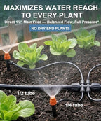 40FT Main tube1/2 Drip Irrigation System Kit with 40 Adjustable Nozzles - Image 3