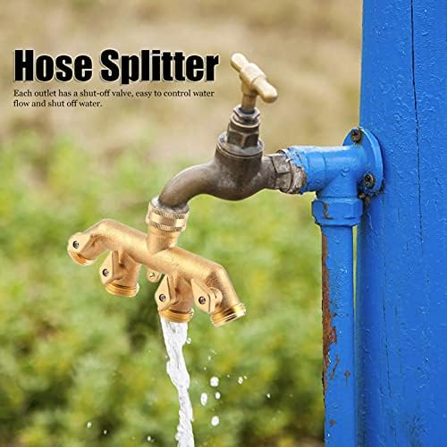 Brass 4-Way Garden Hose Splitter Ball Valve Water Faucet Connector Adapter for Irrigation - Image 2