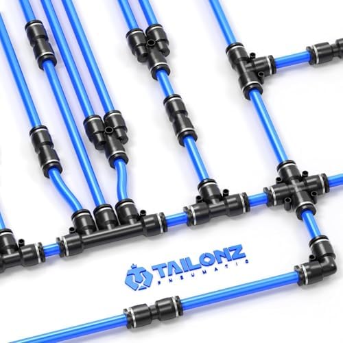TAILONZ PNEUMATIC Black 1/4" 3/8" 1/2" Push to Connect Fittings, Push-in Fittings Thread Connection Kits Suitable for Nylon, PU Tube etc. (Pack of 66) - Image 4