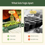 Vego garden 2 Set 76 Cells Seed Starter 10" x 20" Tray Stackable Seedling Starting Germination Trays for Plants Planting Vegetables Herbs Flowers, - Image 3