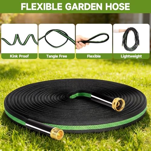 Garden Hose 100 ft Flexible Non-Expandable Water Hose Kink-Free Lightweight Leak-Proof High Pressure Durable Outdoor Portable Fabric Hoses Pipe with 3/4” Sturdy Fittings for Yard Lawn Car Wash - Image 5