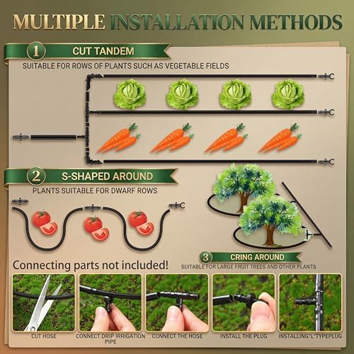 100 ft 1/4'' Drip Irrigation Tubing with 6" Emitter Spacing Black - Image 3