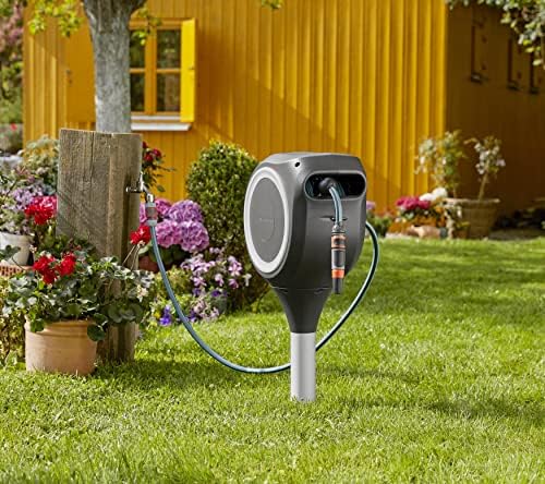 Gardena Garden Hose Box Rollup S (White) 15 m: Swivel Hose Box, Integral Hose Guide, Including 15 m Gardena Hose, mounting Rod and mounting kit (18606-20) - Image 7