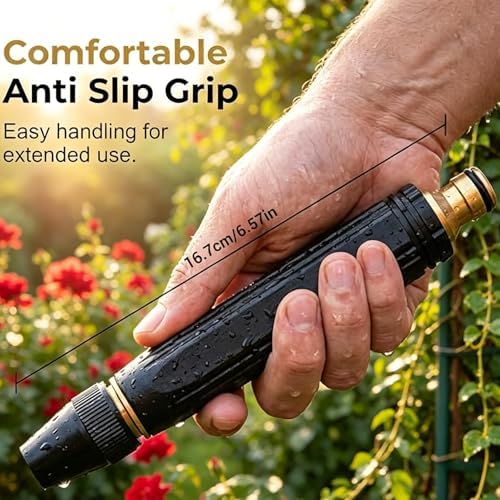 High Pressure Car Wash Water Gun, 8X Power Boost Hose Nozzle, Adjustable Spray Patterns, Solid Brass, for Car, Patio, Driveway, Yard (3) - Image 6