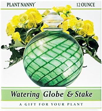 Plant Nanny 12oz Green Spiral Fluted Watering Globe & Stake Set - Image 2