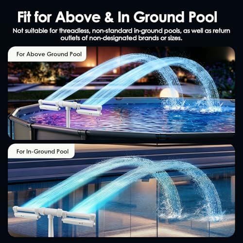 Tomshine Rechargeable Pool Fountain with Lights, 42 RGB LED Effects, 360° Rotating Dual Spray Waterfall, 1800mAh IP68 Submersible Floating Sprinkler Cooler for Above/Inground Pools Accessories - Image 5