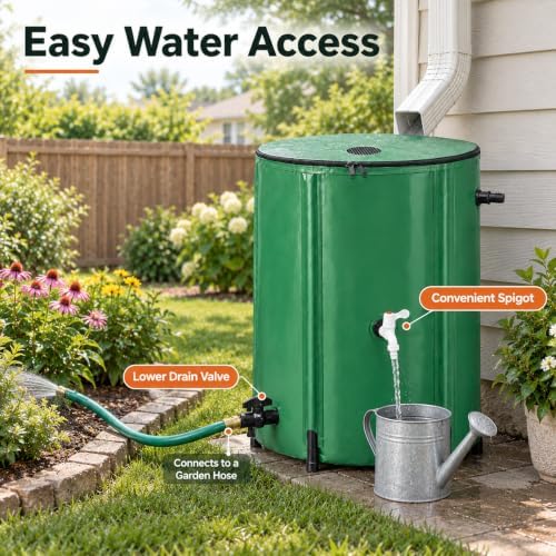 Rain Catchers for Outside, 53 Gallon Collapsible Rain Barrel with Spigot - Image 3