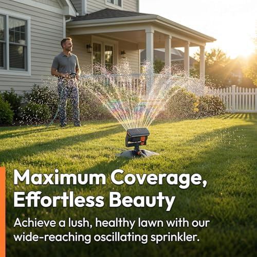 2026 New Adjustable Oscillating Sprinkler Wide Coverage, 16-Nozzle Oscillating Sprinkler, Lawn Sprinkler Oscillating, Mini Turbo Oscillating Water Sprinkler (Green, with 5m Hose) - Image 5