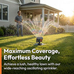 2026 New 16-Nozzle Oscillating Sprinkler with Dual-Zone Sprinkler Water Timer, 360° Adjustable 4-Way Mini Turbo oscillating Sprinkler for Lawn Yard Garden (Black, with a Set nozzles+5m Water Hose) - Image 5