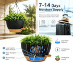 12" Self Watering Hanging Planters with Chains, Black Brown，2 Pack - Image 2