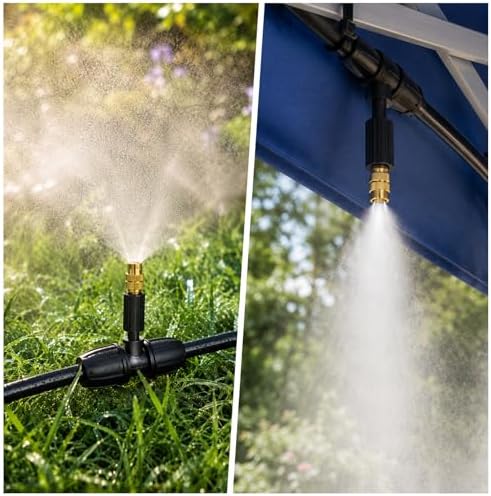 Misters for Outside Patio with Timer, Misting Cooling System with 33FT Hose and 8 Brass Nozzles, 9 Modes, 3/4” NPT Faucet Adapter, Automatic Misters for Chicken Coop Backyard Garden Porch Gazebos - Image 3
