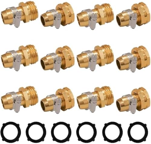 Garden Hose Repair Connector with Clamps, compatible with the 3/4" or 5/8" Garden Hose Fitting(6 Set (US Standard)) by Unknown