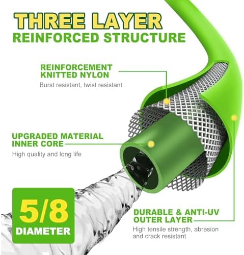 Heavy Duty Garden Hose 5/8 Inch x 200ft - Kink Resistant Lightweight Hybrid Hose, Leak Proof Rustproof Water Hose for Outdoor Watering - Image 3