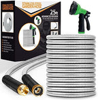Unywarse Garden Hose 25FT Metal Water Hose with 10 Function Nozzle No-Kink by Unywarse