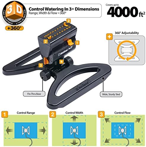 Melnor 65191AMZ Adjustable Spike Set Sprinkler Bundle, Green, Yellow & 65131AMZ Mini Oscillator Sprinkler Bundle, Black, Yellow - Image 7